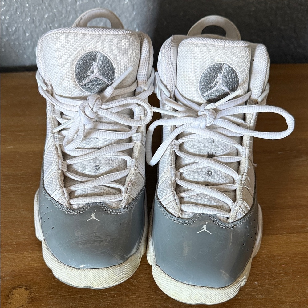 Air Jordan: Kids White and Gray Sneakers